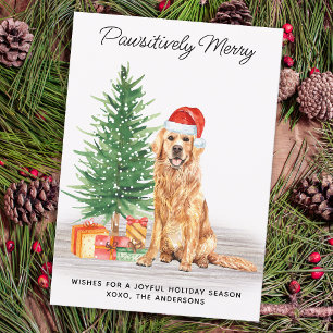 Cartes Pour Fêtes Annuelles Golden Retriever Custom mignon Joyeux chien de Noë