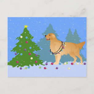 Cartes Pour Fêtes Annuelles Golden Retriever Decorating Christmas Tree