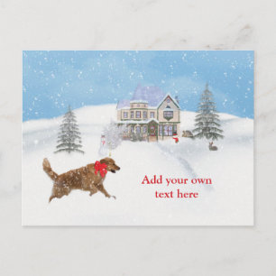 Cartes Pour Fêtes Annuelles Golden Retriever Dog and Christmas Snow