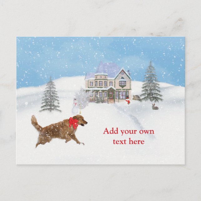 Cartes Pour Fêtes Annuelles Golden Retriever Dog and Christmas Snow (Devant)