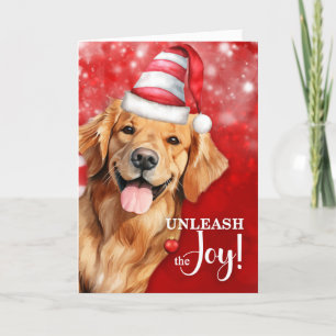 Cartes Pour Fêtes Annuelles Golden Retriever Dog déchaîner la joie Noël
