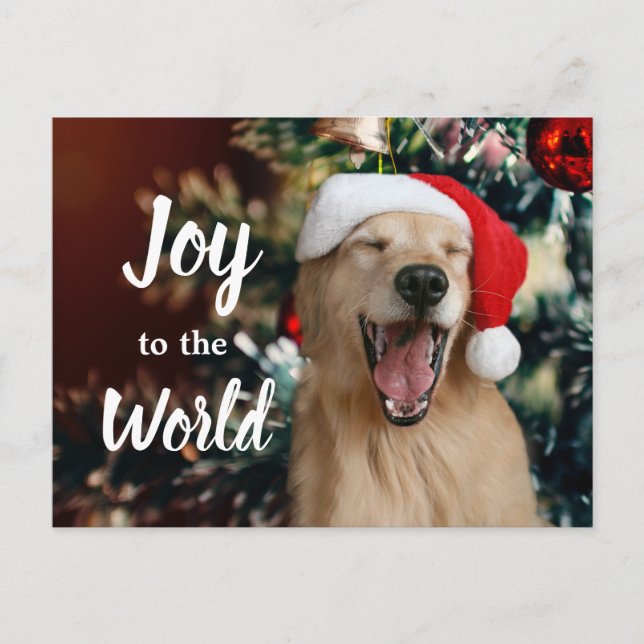 Cartes Pour Fêtes Annuelles Golden Retriever Dog Joy au monde Noël (Devant)