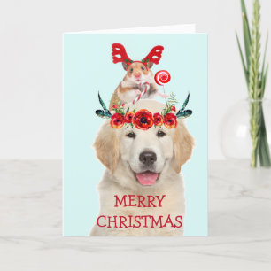 Cartes Pour Fêtes Annuelles Golden Retriever Et Friend Noël