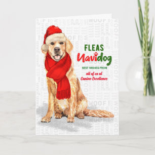 Cartes Pour Fêtes Annuelles Golden Retriever Fleas Navidog Nom de Noël