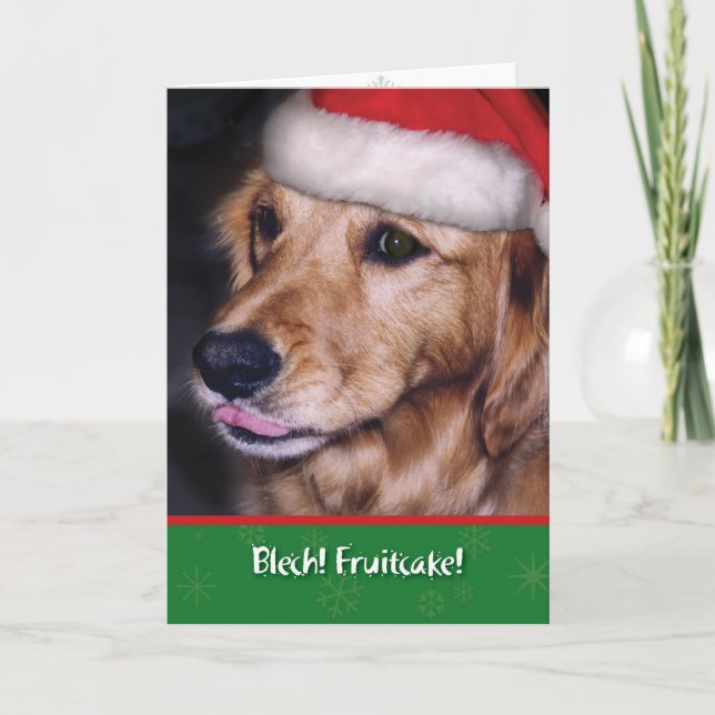 Cartes Pour Fêtes Annuelles Golden Retriever - Fruitcake de Noël amusant (Devant)