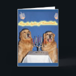 Cartes Pour Fêtes Annuelles Golden Retriever Hanoukka Menorah Lighting<br><div class="desc">Ces récupérateurs d'or illuminent la menorah pour souhaiter à chacun une Hanoukka d'or.</div>