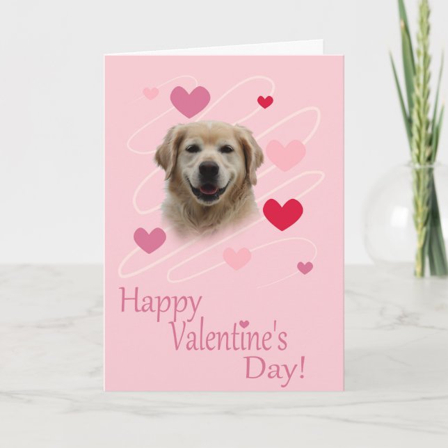 Cartes Pour Fêtes Annuelles Golden Retriever Heart Valentine's Day Greeting (Devant)