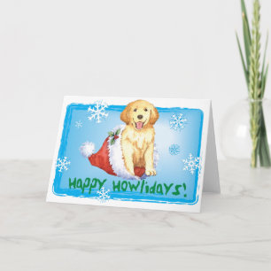 Cartes Pour Fêtes Annuelles Golden retriever heureux de Howliday