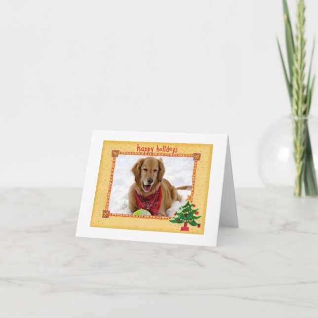 Cartes Pour Fêtes Annuelles Golden Retriever Holiday (Devant)
