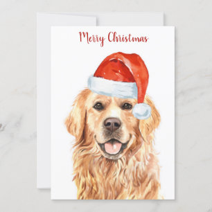 Cartes Pour Fêtes Annuelles Golden Retriever Joyeux chien chiot de Noël