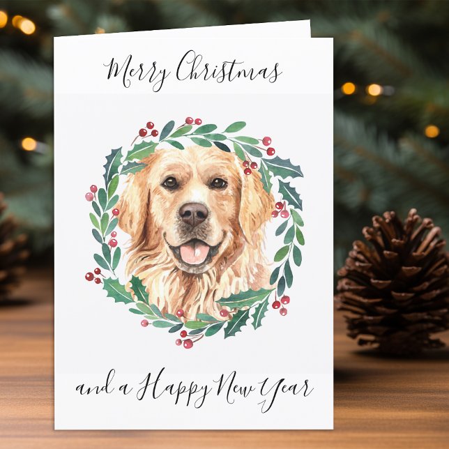 Cartes Pour Fêtes Annuelles Golden Retriever Joyeux Noël Chien tendance (Créateur téléchargé)