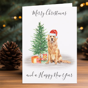 Cartes Pour Fêtes Annuelles Golden Retriever Joyeux Noël Père Noël Chien