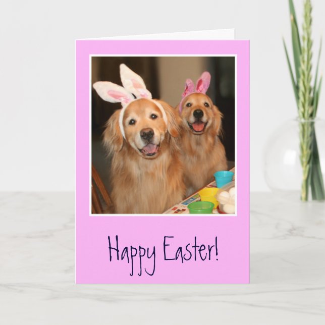 Cartes Pour Fêtes Annuelles Golden Retriever Lapin de Pâques (Devant)