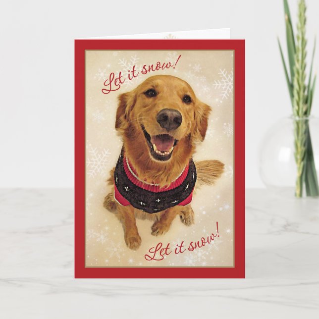 Cartes Pour Fêtes Annuelles Golden Retriever Let Snow!Carte de Noël (Devant)