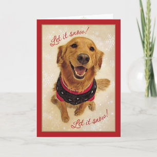 Cartes Pour Fêtes Annuelles Golden Retriever Let Snow!Carte de Noël