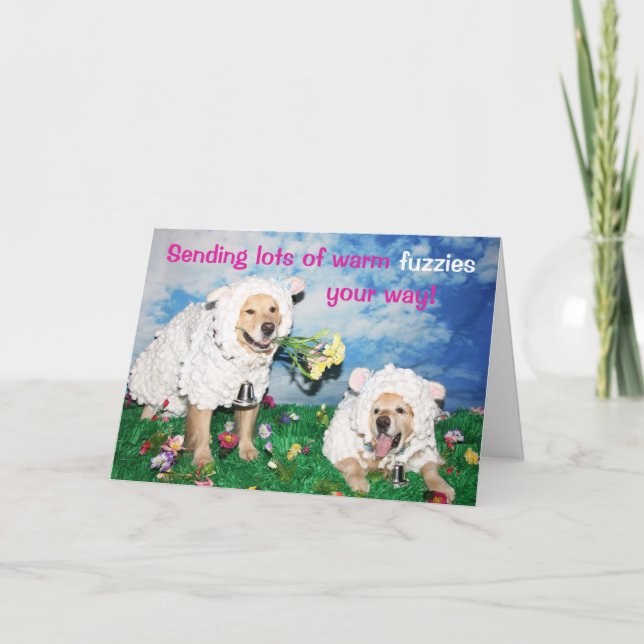 Cartes Pour Fêtes Annuelles Golden retriever Pâques Fuzzies chaud (Devant)