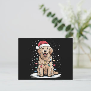 Cartes Pour Fêtes Annuelles Golden Retriever Père Noël Arbre de Noël Lumières 