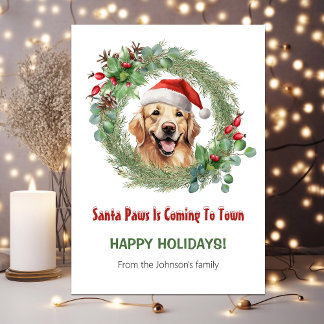 Cartes Pour Fêtes Annuelles Golden Retriever Père Noël Cute Drôle Noël