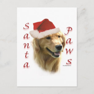 Cartes Pour Fêtes Annuelles Golden Retriever Père Noël Paws