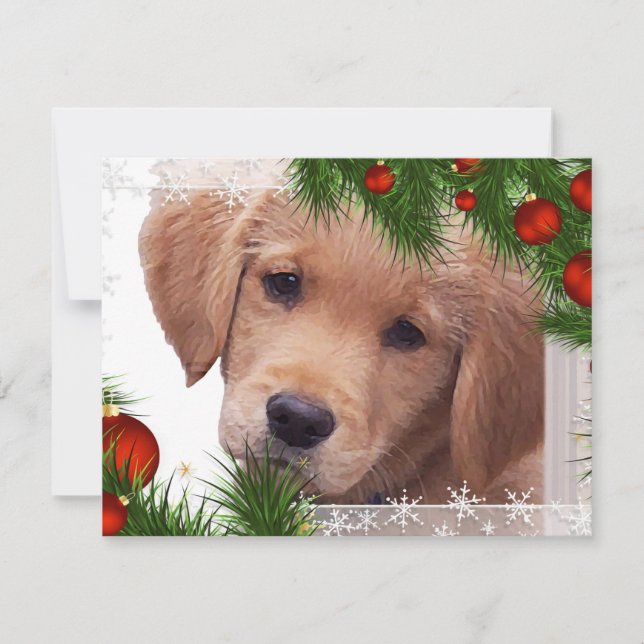Cartes Pour Fêtes Annuelles Golden Retriever Puppy Christmas (Devant)