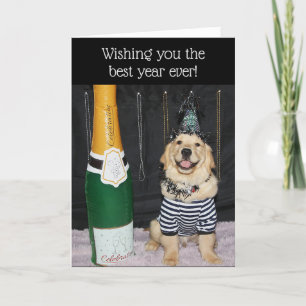 Cartes Pour Fêtes Annuelles Golden Retriever Puppy Nouvel An Voeux