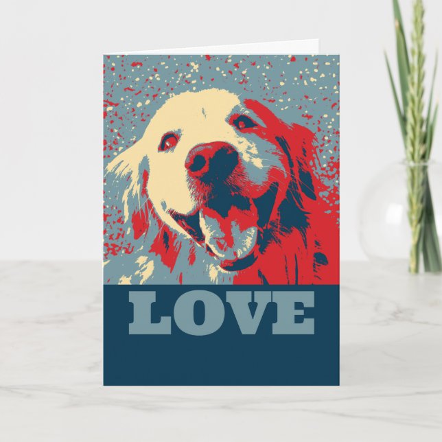 Cartes Pour Fêtes Annuelles Golden Retriever Stylisé Saint Valentin Amour (Devant)