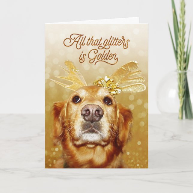 Cartes Pour Fêtes Annuelles Golden Retriever Toute cette Parties scintillant e (Devant)