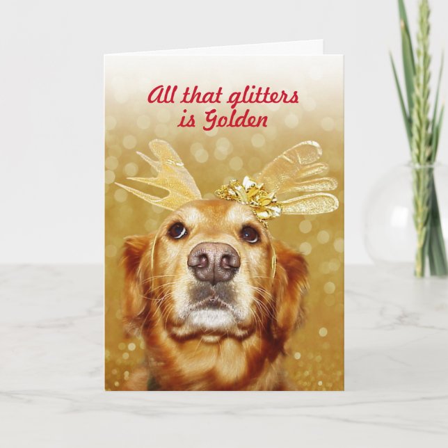Cartes Pour Fêtes Annuelles Golden Retriever Toute cette Parties scintillant e (Devant)