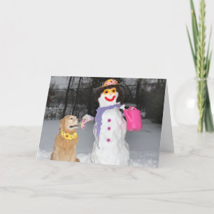 Cartes Pour Fêtes Annuelles Golden Retriever Un Noël de Snowman 