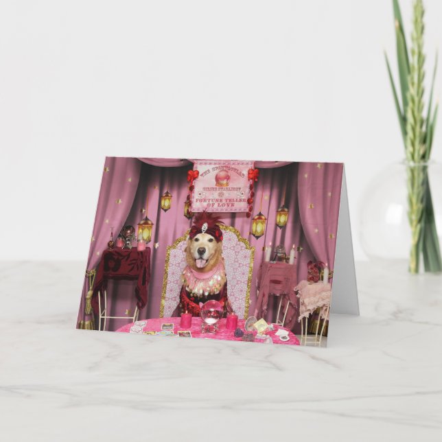 Cartes Pour Fêtes Annuelles Golden Retriever Valentine Fortune Teller of Love (Devant)