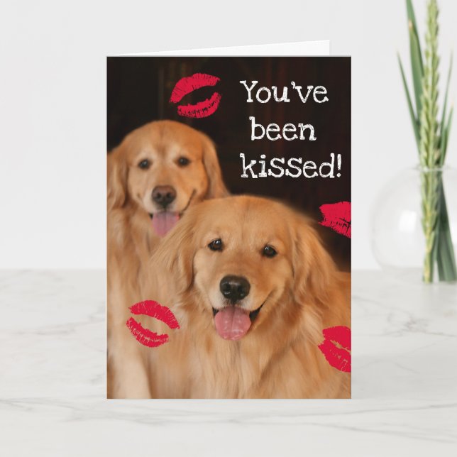 Cartes Pour Fêtes Annuelles Golden Retriever Valentine's Day Kisses (Devant)