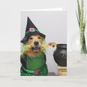 Cartes Pour Fêtes Annuelles Golden Retriever Witchin' Halloween