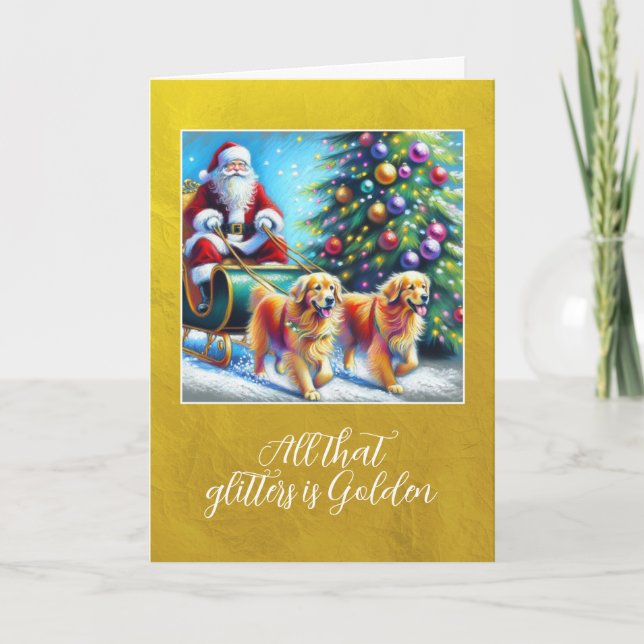 Cartes Pour Fêtes Annuelles Golden Retrievers - Tout ce que les Parties scinti (Devant)
