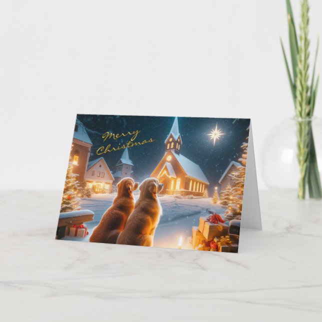 Cartes Pour Fêtes Annuelles Golden Retrivers Watch Christmas Star Card (Devant)