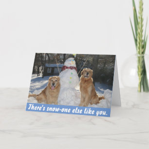 Cartes Pour Fêtes Annuelles Golden Retrivers with Snowman Friendship