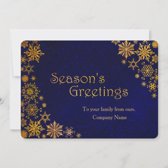 Cartes Pour Fêtes Annuelles Golden Snowflakes Corporate Christmas Card (Devant)