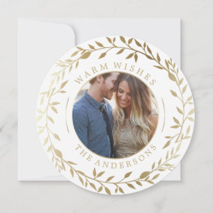 Cartes Pour Fêtes Annuelles Golden Wreath Holiday Photo Card