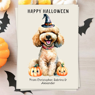 Cartes Pour Fêtes Annuelles Goldendoodle Chien Halloween heureux