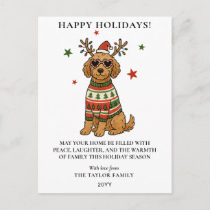 Cartes Pour Fêtes Annuelles Goldendoodle Chien Sweater Laid de Noël