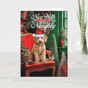 Cartes Pour Fêtes Annuelles Goldendoodle Christmas Chien Naughty Nice