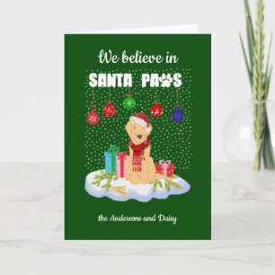 Cartes Pour Fêtes Annuelles Goldendoodle Croyez Père Noël Paws Noël