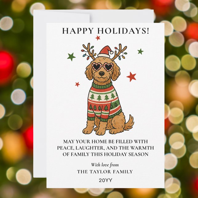 Cartes Pour Fêtes Annuelles Goldendoodle Dog Ugly Sweater Christmas (Goldendoodle Dog Ugly Sweater Christmas Holiday Card
)