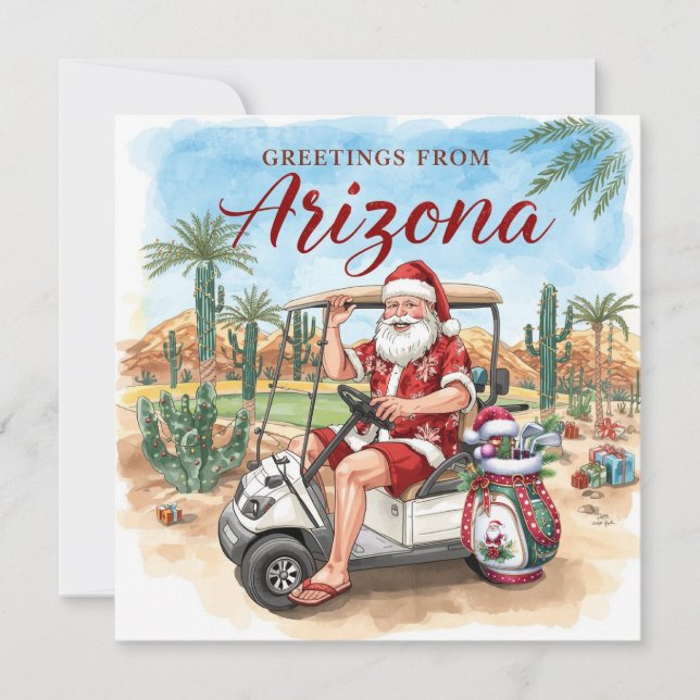 Cartes Pour Fêtes Annuelles Golf Arizona  Christmas Greeting  (Devant)