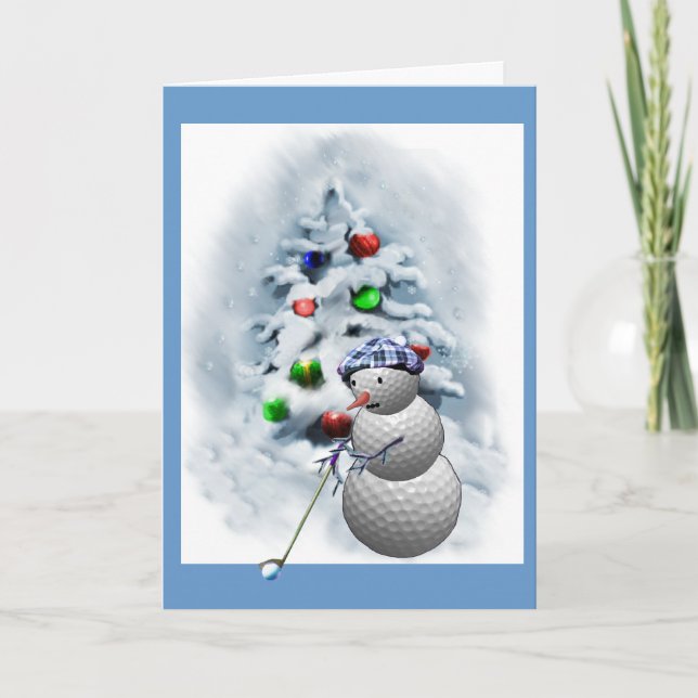 Cartes Pour Fêtes Annuelles Golf Ball Snowman Noël (Devant)
