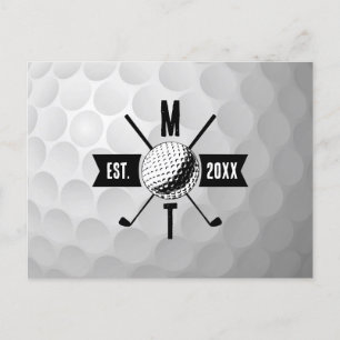 Cartes Pour Fêtes Annuelles Golf Ball Texture & Club Premier Monogramme