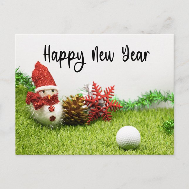 Cartes Pour Fêtes Annuelles Golf Bonne année avec vacances de golfeur bonhomme (Devant)