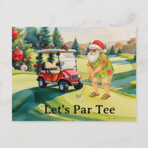 Cartes Pour Fêtes Annuelles Golf Christmas Let’s Par tee avec Père Noël golfin