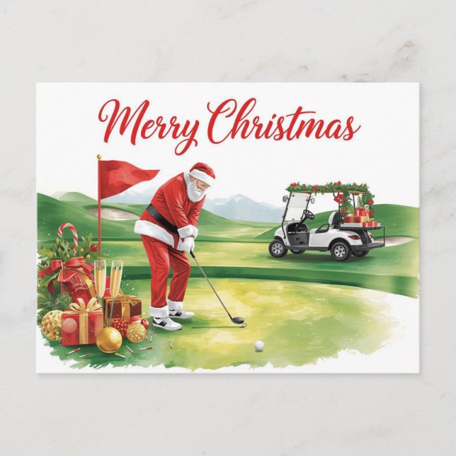 Cartes Pour Fêtes Annuelles Golf Christmas  Let’s Par tee with Santa Claus   (Devant)