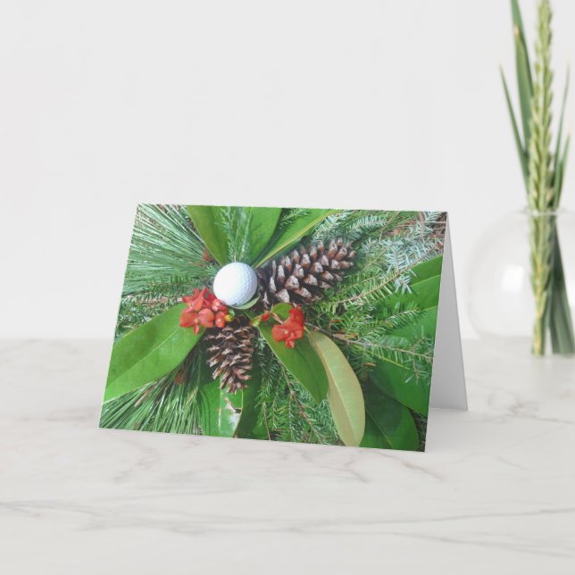 Cartes Pour Fêtes Annuelles Golf cônes de pin et verdure Noël (Devant)