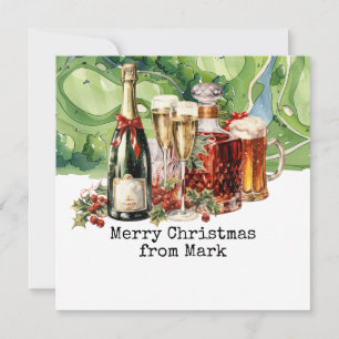 Cartes Pour Fêtes Annuelles Golf Course avec boisson de Noël pour golfeur